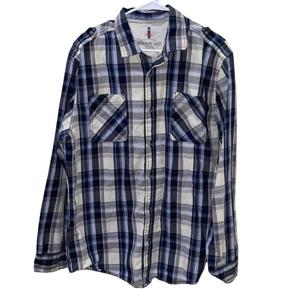 I Jeans by Buffalo Blue & White Plaid Button Down Shirt - Men's XL‎